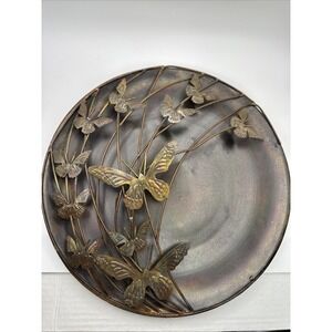 Ancient Graffiti Flame Copper Butterfly 3D Disc Wall Art 12 Handmade